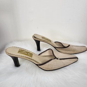 Victoria Spencer tan kitten heel mules size 7.5